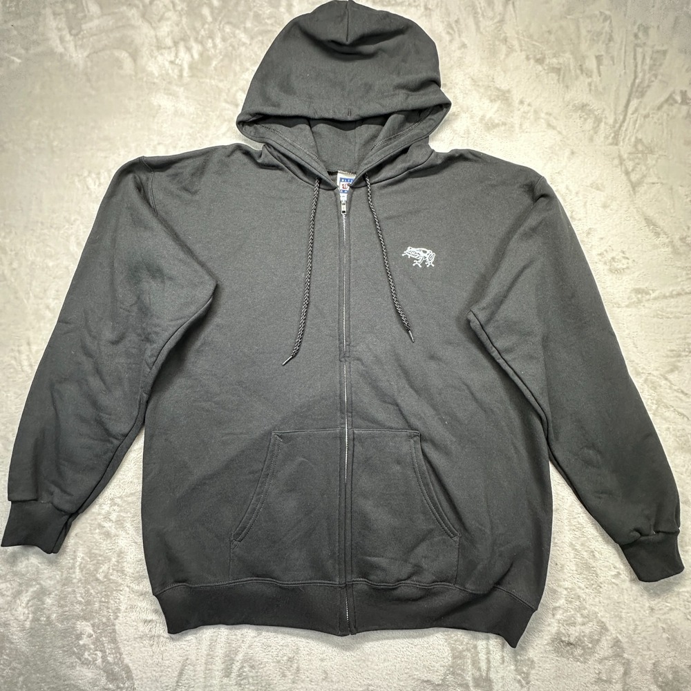 Hanes Ultimate Cotton Printpro Mens Medium 38-40 Black Full Zip Hoodie